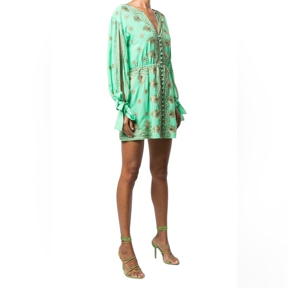 Alice & Olivia Zia Embellished Drop-Shoulder Short Dress SZ S